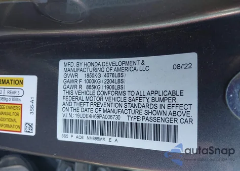 2023 Acura Integra A-Spec Technology from USA, damaged, VIN 19UDE4H69PA006730